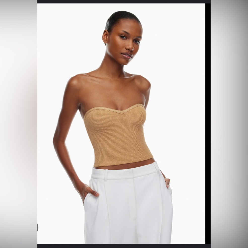 Brown sculpt knit sweetheart tube top